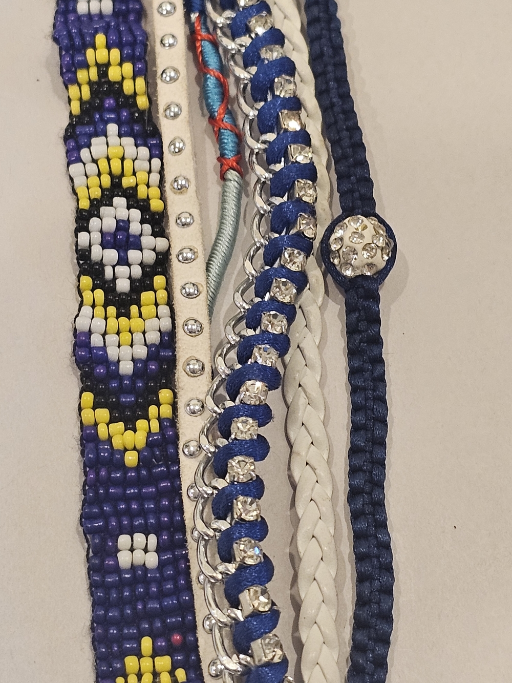 Bohemian Layered Stackable Cuff Bracelet – Royal Blue Seed Bead Geometric Aztec